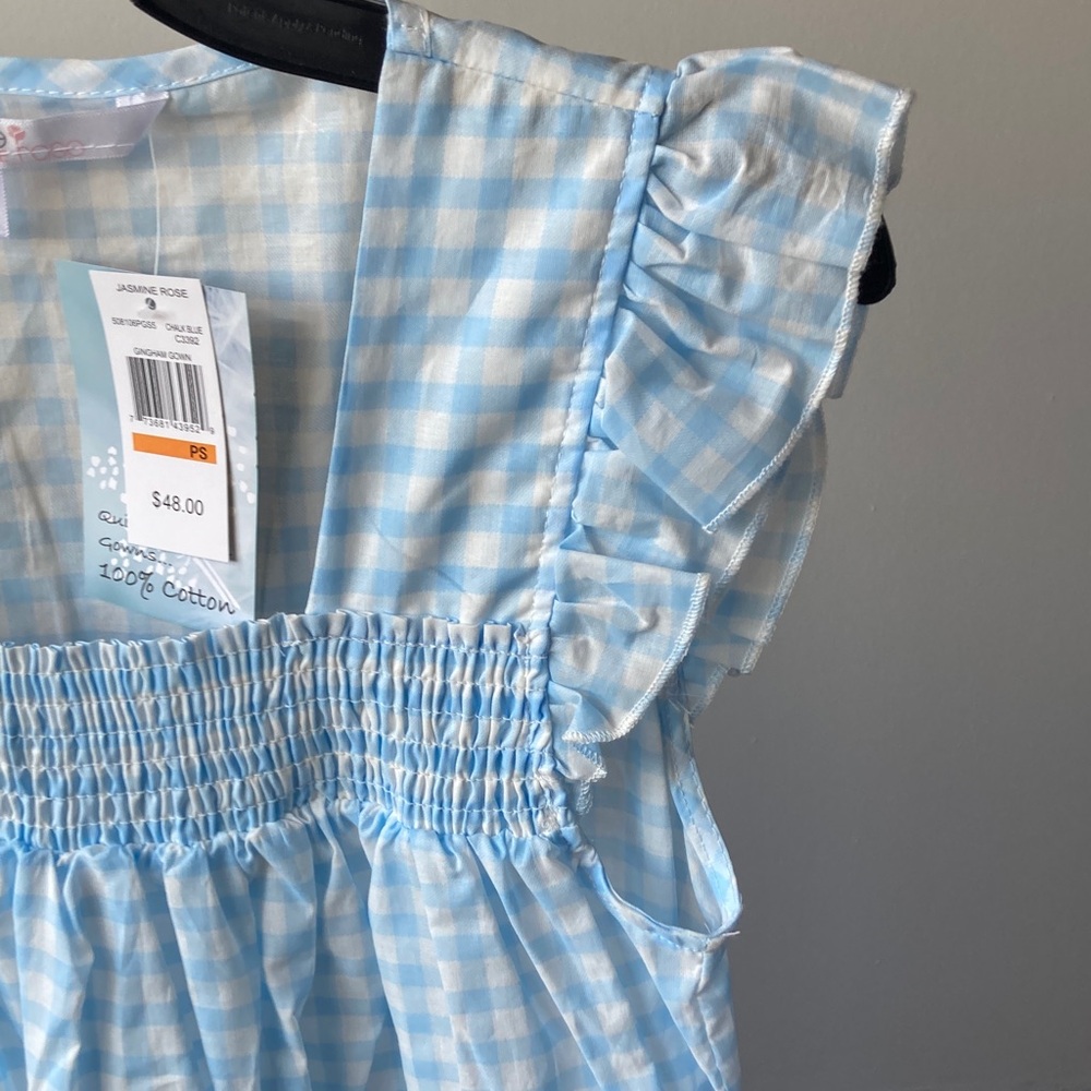 Jasmine Rose Petite gingham print nightgown cotton lightweight smock detail PS - Picture 7 of 17